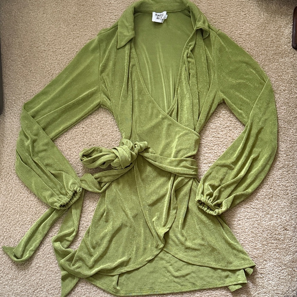Princess Polly Green Wrap dress with Tie